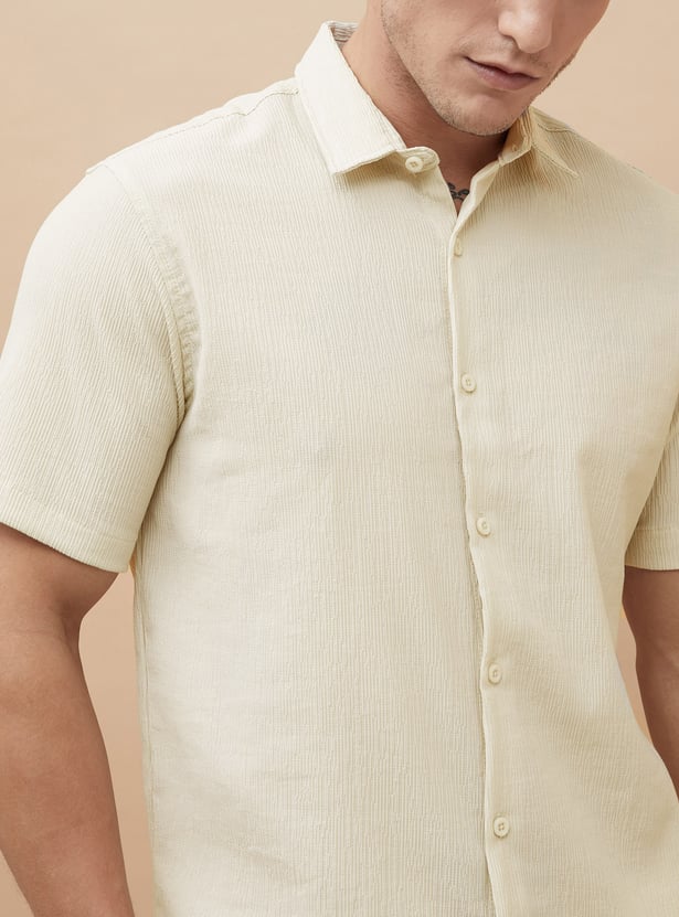 Stylish Men’s Textured Regular Fit Shirt – Comfortable Casual and Semi-Formal Wear for Work, Travel, and Daily Outings