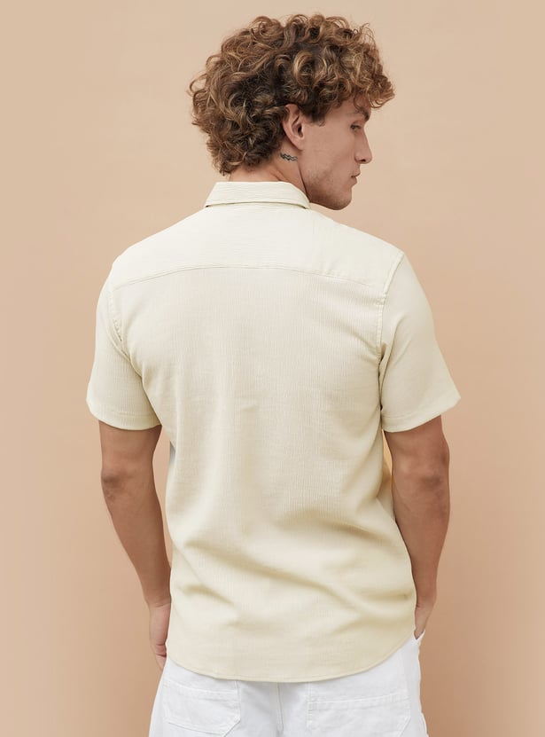 Stylish Men’s Textured Regular Fit Shirt – Comfortable Casual and Semi-Formal Wear for Work, Travel, and Daily Outings