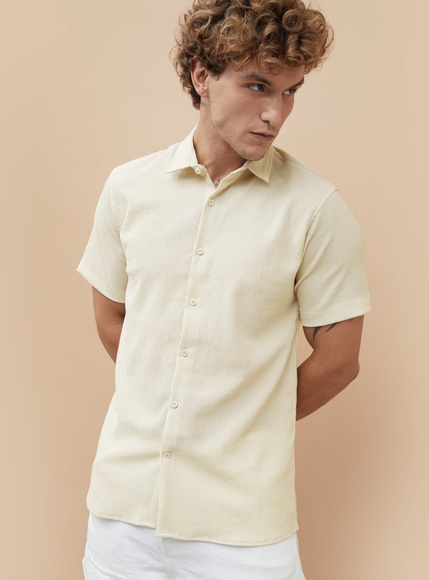 Stylish Men’s Textured Regular Fit Shirt – Comfortable Casual and Semi-Formal Wear for Work, Travel, and Daily Outings