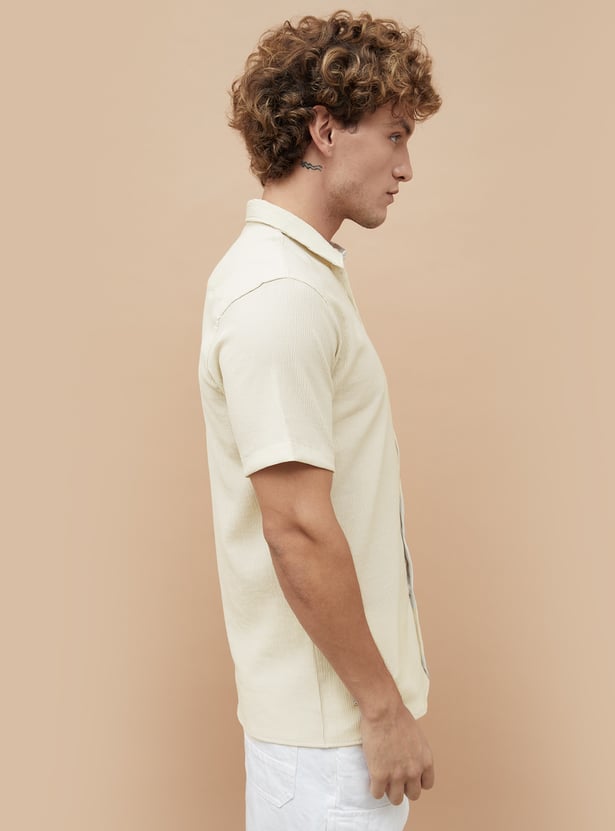 Stylish Men’s Textured Regular Fit Shirt – Comfortable Casual and Semi-Formal Wear for Work, Travel, and Daily Outings