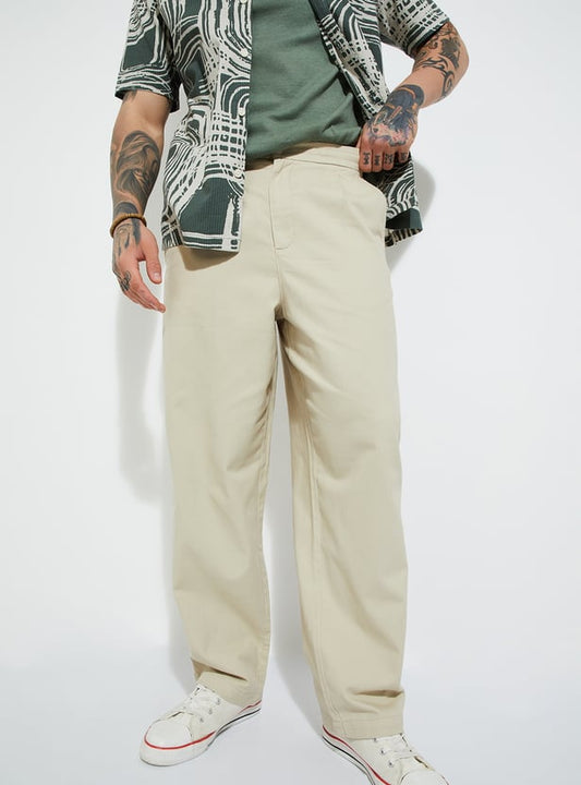 Men Solid Loose Fit Trousers Comfortable Everyday Pants for Modern Casual Style