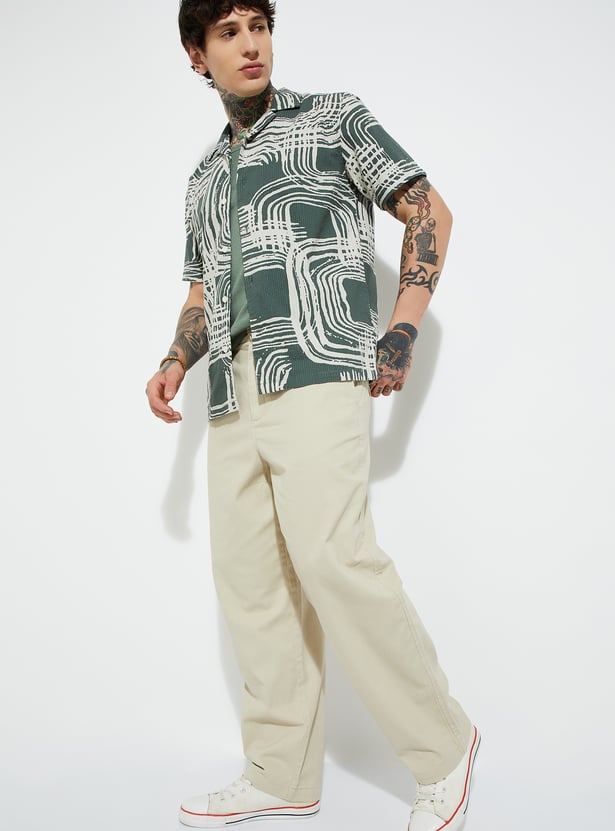 Men Solid Loose Fit Trousers Comfortable Everyday Pants for Modern Casual Style