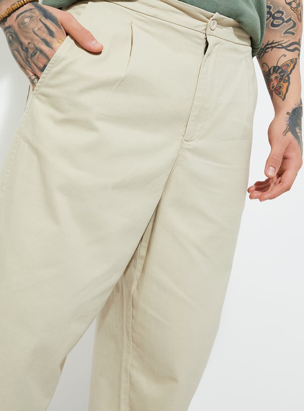 Men Solid Loose Fit Trousers Comfortable Everyday Pants for Modern Casual Style