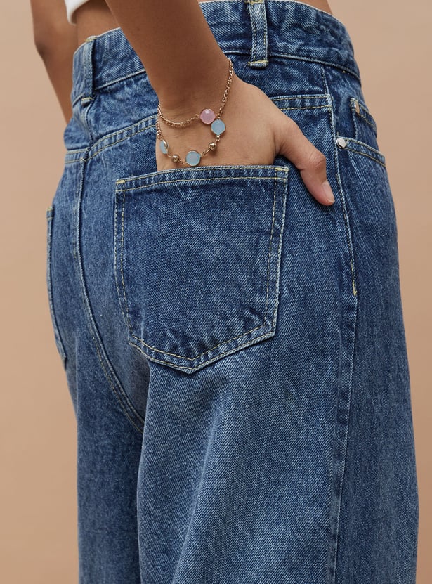 Women's Fringe Detailed Wide Leg Jeans Stylish Casual Denim with Decorative Hem for Everyday Fashion