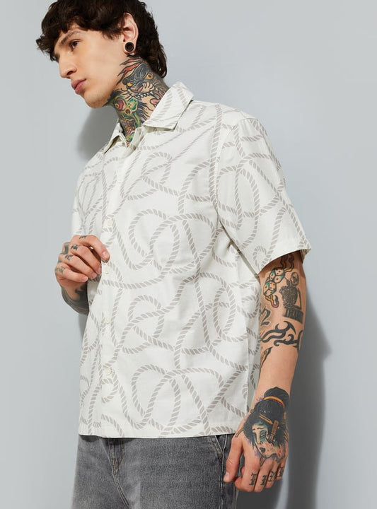 Contemporary Men’s Printed Relaxed Fit Shirt – Versatile Casual Wear for Parties, Vacations, and Day-to-Day Style