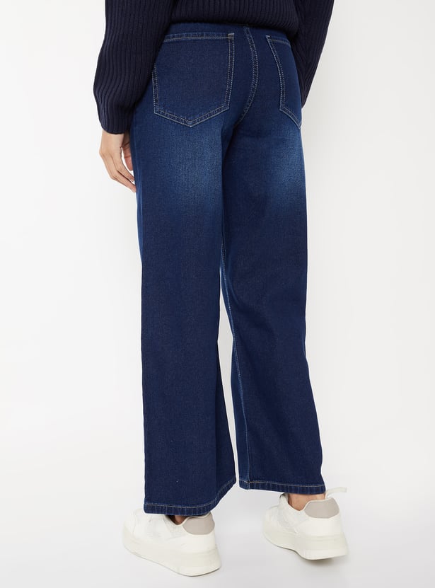Women's Washed High-Rise Wide-Leg Jeans – Relaxed Fit Denim with a Vintage