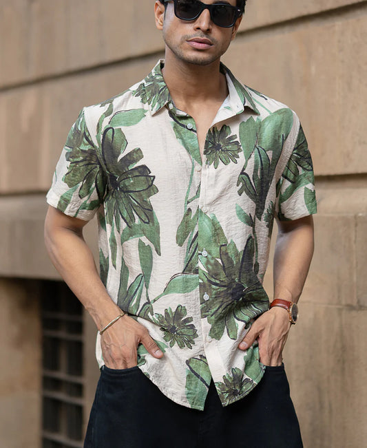 Designer Beige Floral Print Shirt for Women with Soft and Comfortable Material