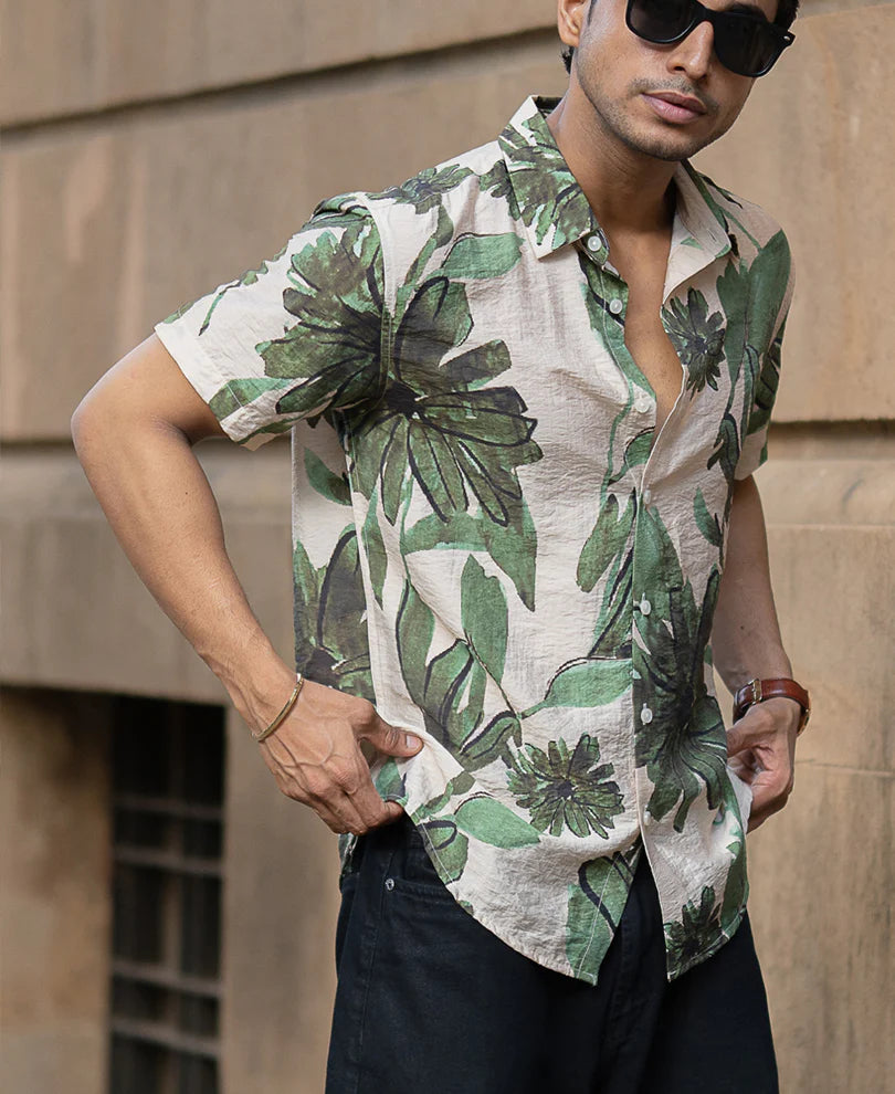 Designer Beige Floral Print Shirt for Women with Soft and Comfortable Material