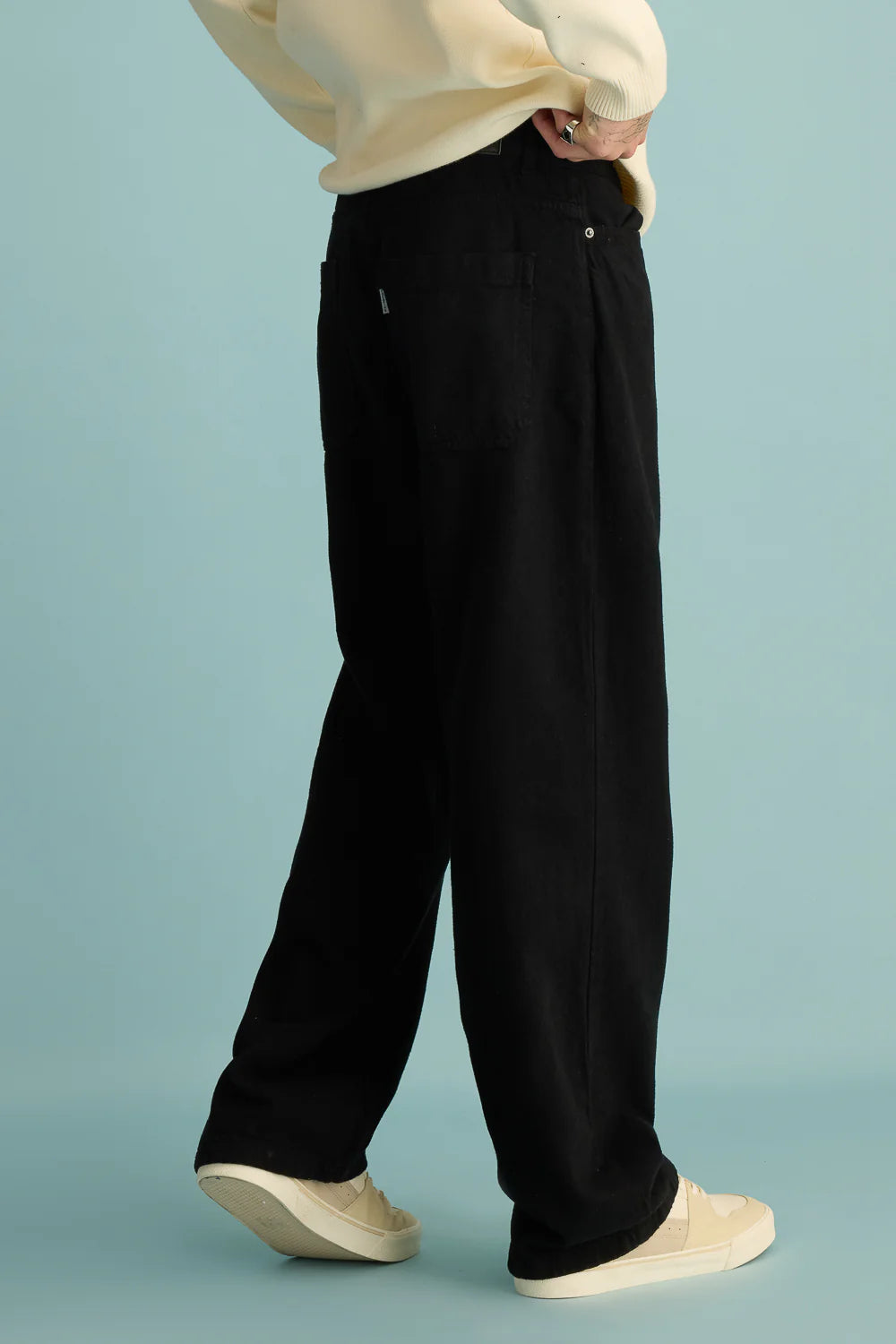 Spruce Black Men’s Relaxed Fit Baggy Straight Leg Denim Jeans for Casual Streetwear