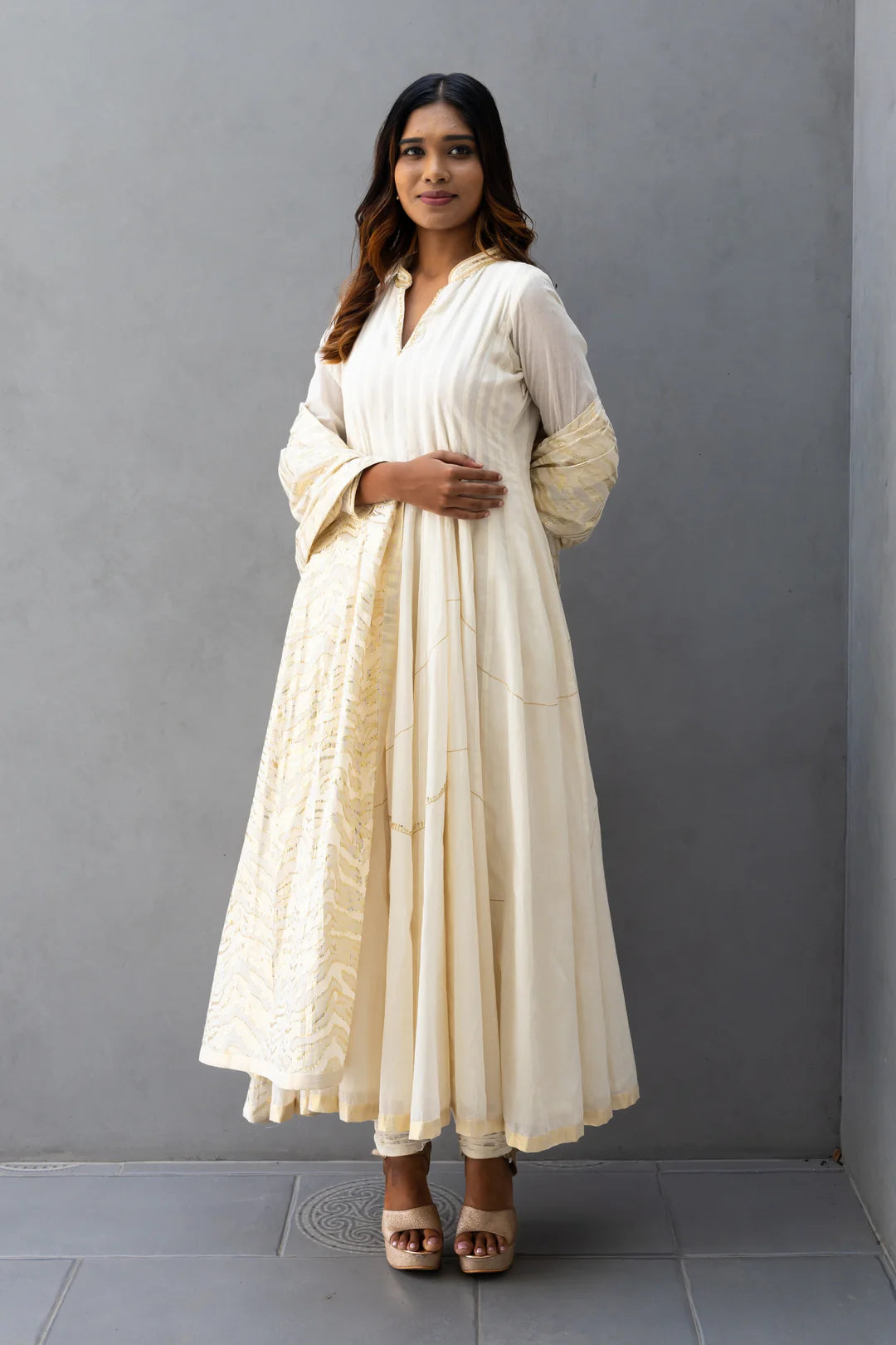 Fashionable Collared Anarkali for Women with Exquisite Hand Embroidery