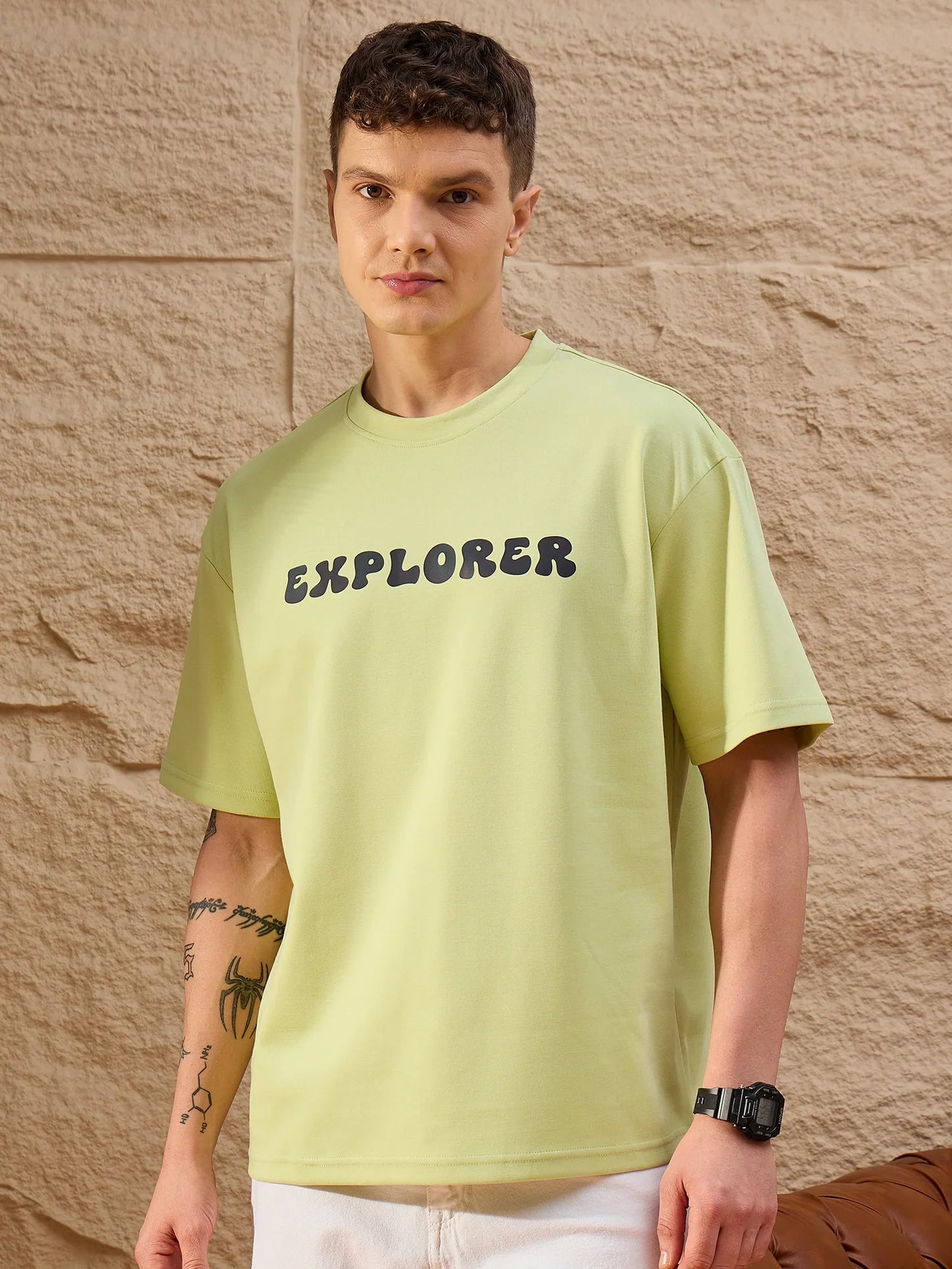 Modern Men’s Green Oversized Drop Shoulder T-Shirt with Relaxed Fit