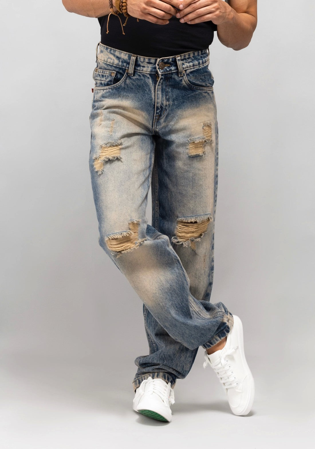 Soft Fabric Tinted Blue Jeans for Men with Comfortable Fit