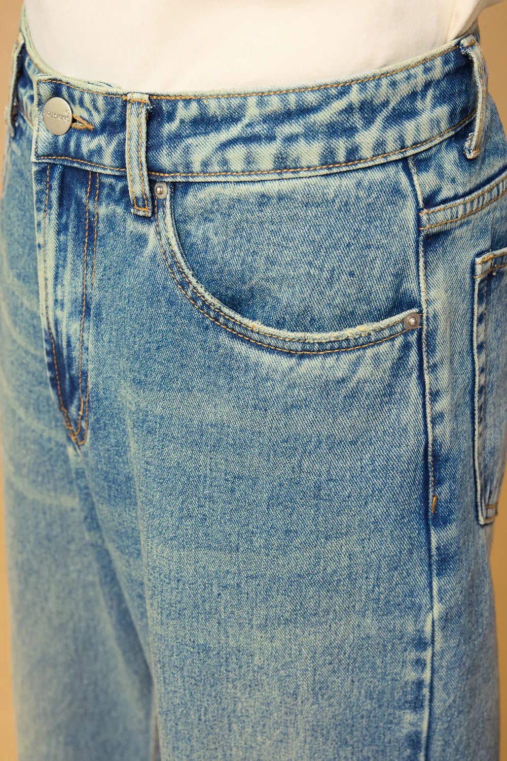 Mens Baggy Straight Leg Denim Jeans in Blue Spruce for Casual Everyday Wear