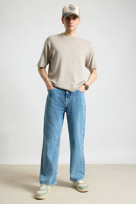 Stylish Urban Grind Men’s Baggy Fit Jeans Loose Straight Leg Denim for Streetwear