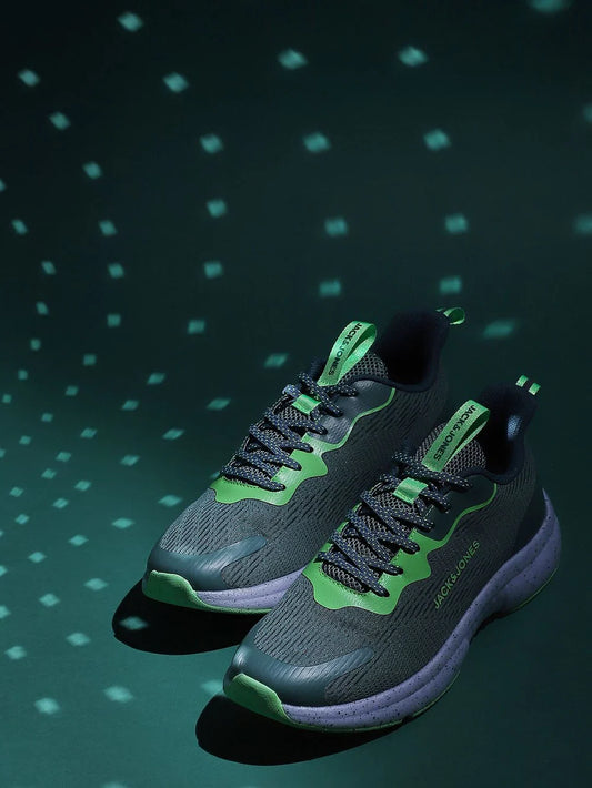 Fashionable Men’s Green Mesh Sneakers Breathable Lace-Up Casual Sports Shoes for Daily Comfort and Style