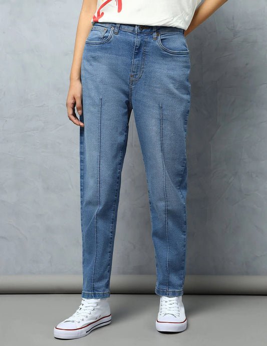 Women’s Relaxed High Rise Mom Fit Jeans with Modern Straight Leg Look