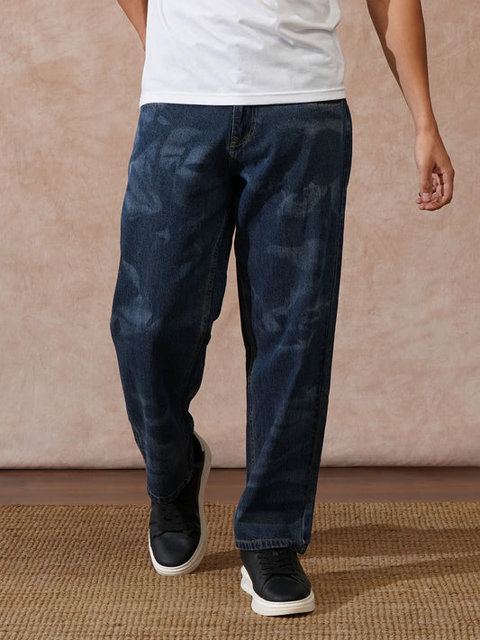 Soft Fabric Blue Washed Loose Fit Jeans for Comfortable Daily Wear