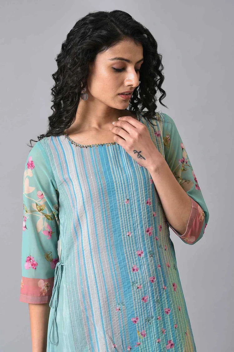 Chic Green Floral Printed Mock Layer Dress for Everyday & Holiday Wear