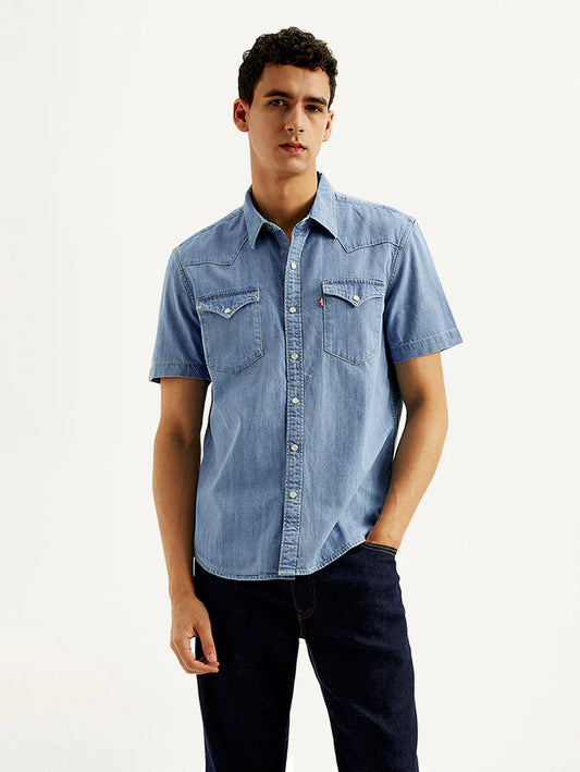 Stylish Men’s Solid Slim Fit Denim Shirt – Modern Casual and Semi-Formal Wear for Daily Comfort, Travel, and Weekend Outings