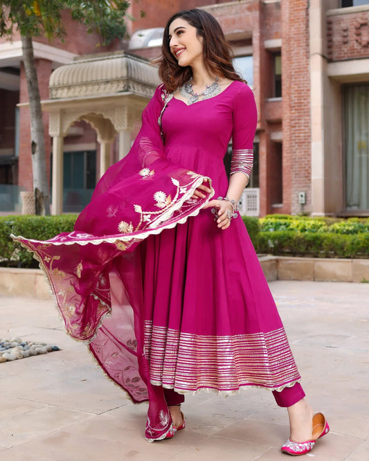 Festive Wear Sparkling Purple Gotapatti Kurti Set for Special Occasions