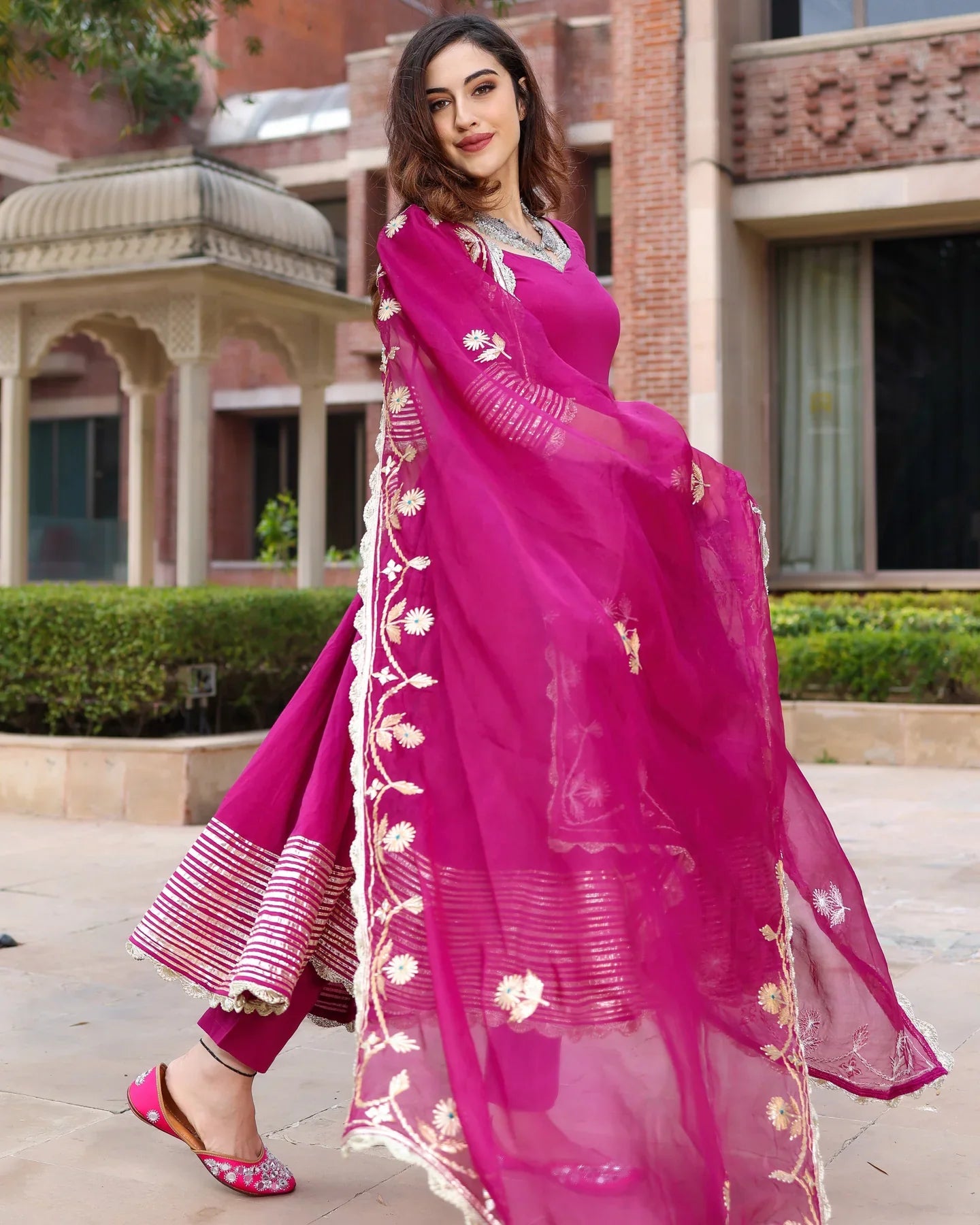 Festive Wear Sparkling Purple Gotapatti Kurti Set for Special Occasions