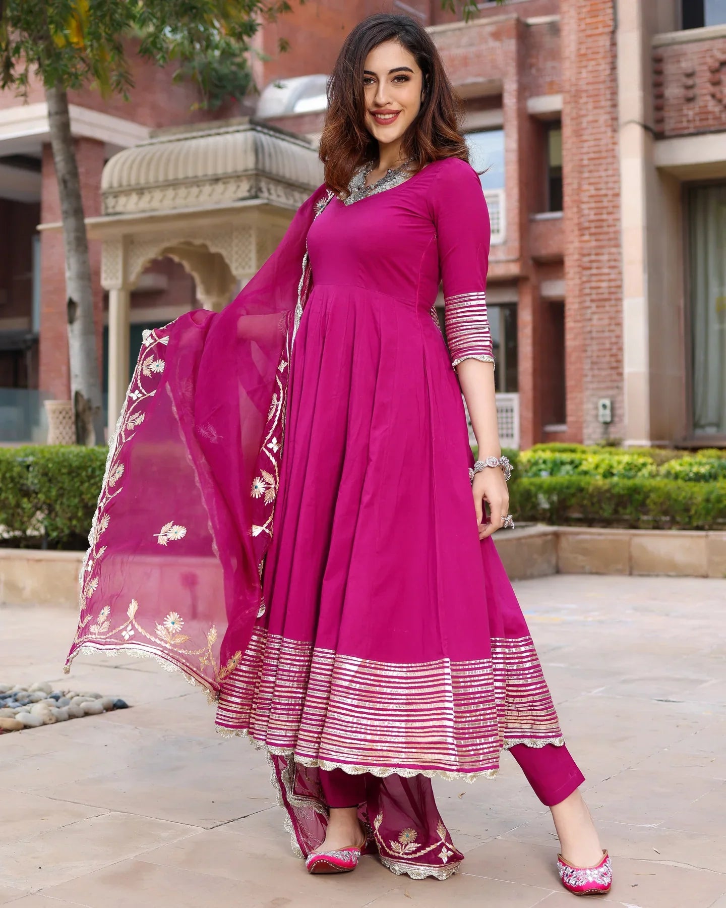 Festive Wear Sparkling Purple Gotapatti Kurti Set for Special Occasions
