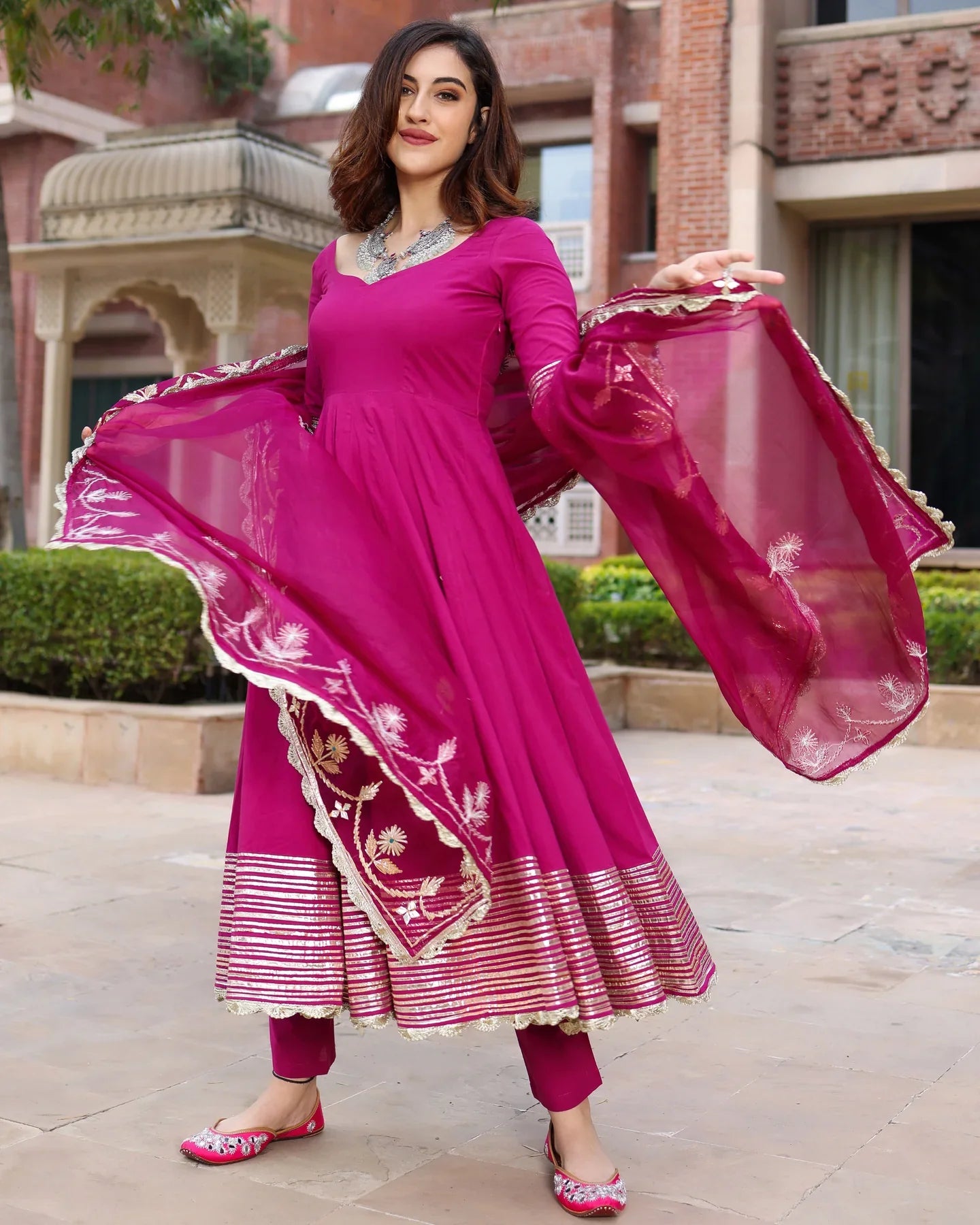 Festive Wear Sparkling Purple Gotapatti Kurti Set for Special Occasions