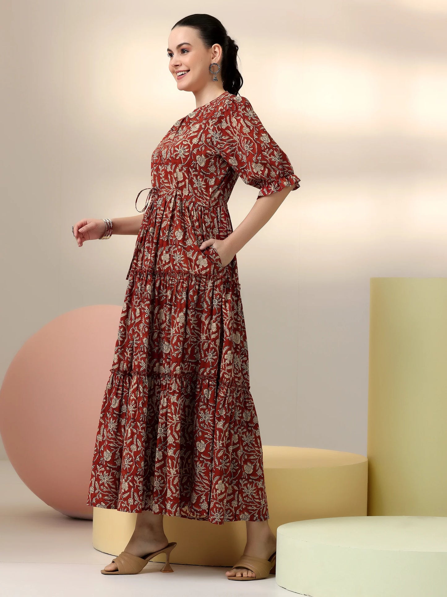 Premium Quality Cotton Printed Fit and Flare Dress for Women with Comfortable Fabric and Flattering Design