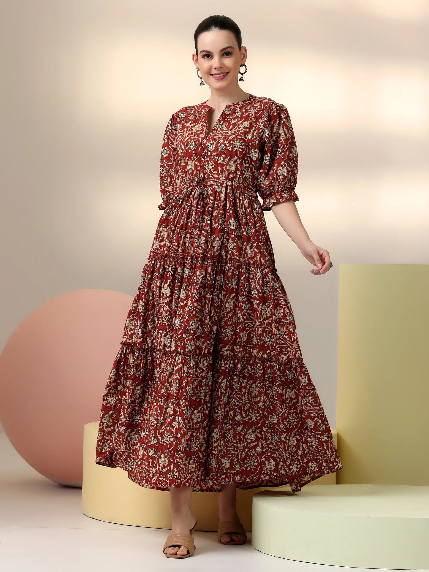 Premium Quality Cotton Printed Fit and Flare Dress for Women with Comfortable Fabric and Flattering Design
