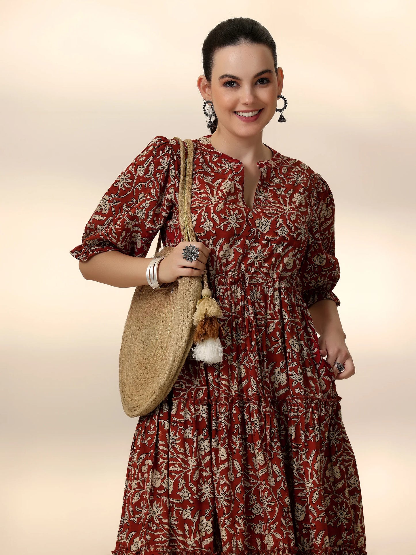 Premium Quality Cotton Printed Fit and Flare Dress for Women with Comfortable Fabric and Flattering Design