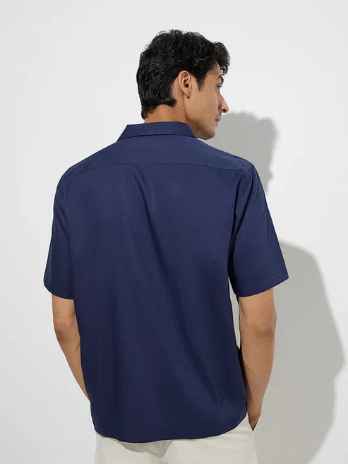 Trendy Navy Solid Relaxed Fit Shirt by Casuals Comfortable Casual Wear for Men’s Lifestyle, Travel and Parties