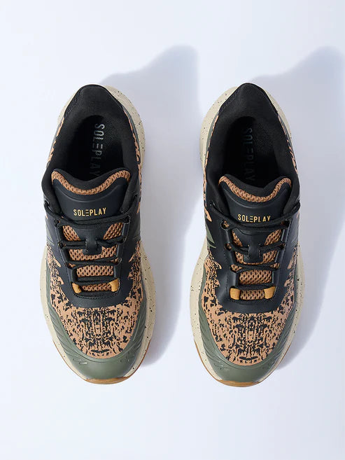 Olive Speckle Lace-Up Sneakers for Men’s Smart Casual Look