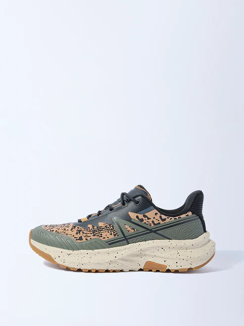 Olive Speckle Lace-Up Sneakers for Men’s Smart Casual Look