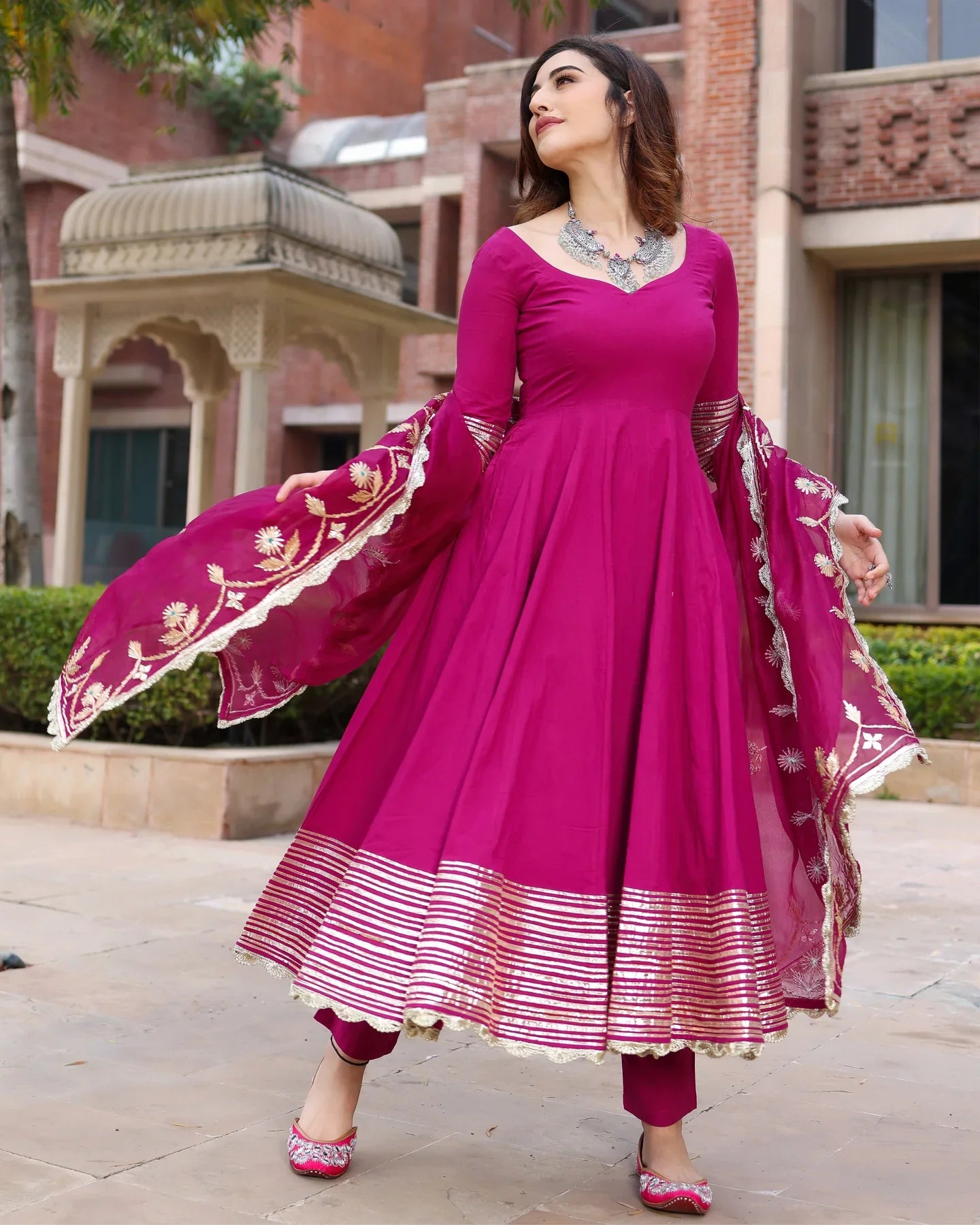 Graceful Purple Gotapatti Ethnic Suit Set for Weddings and Celebrations
