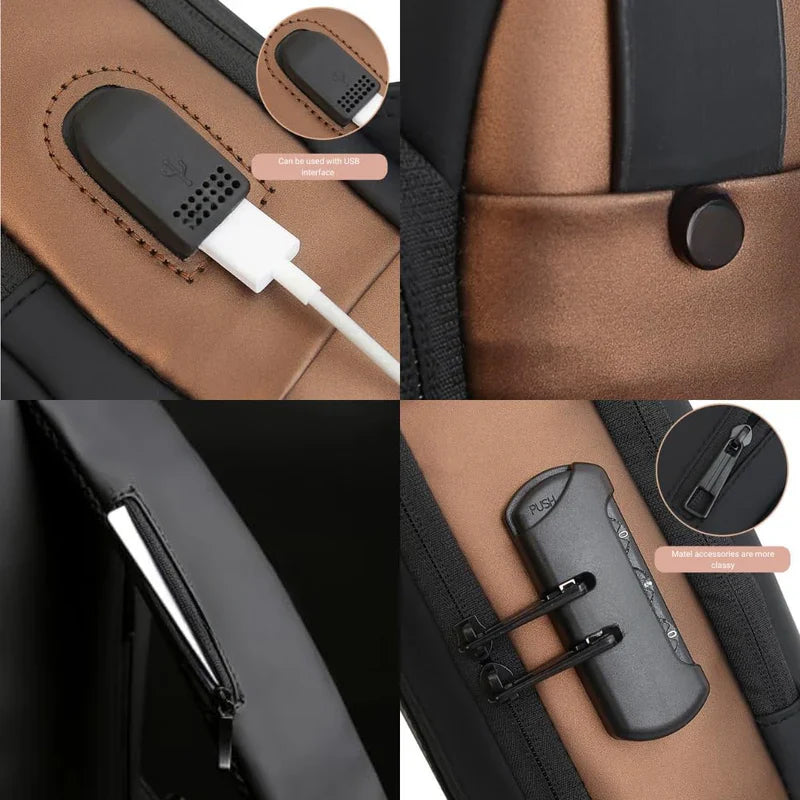 Gadget Chest Bag with Anti-Theft Features, Waterproof Material, TSA Lock, and USB Charging Port