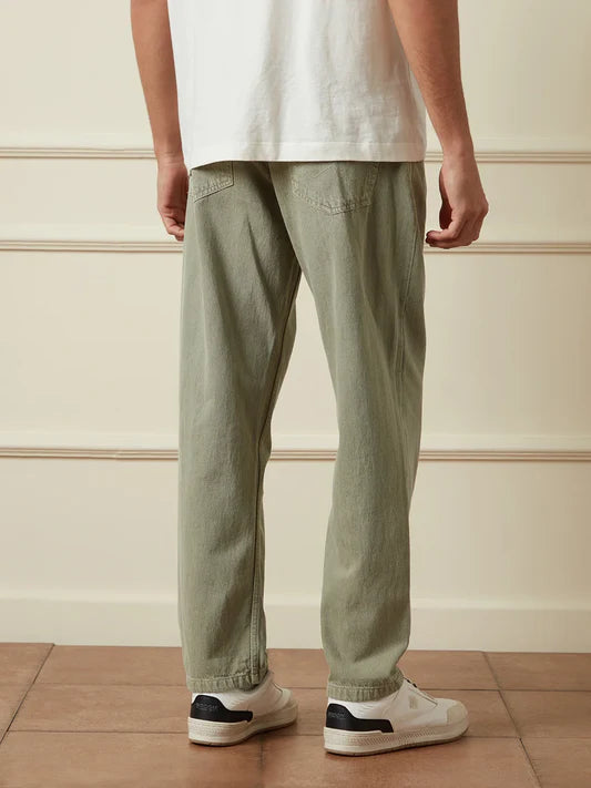 Everyday Wear Green Anti-Fit Jeans for Men with Trendy Fit
