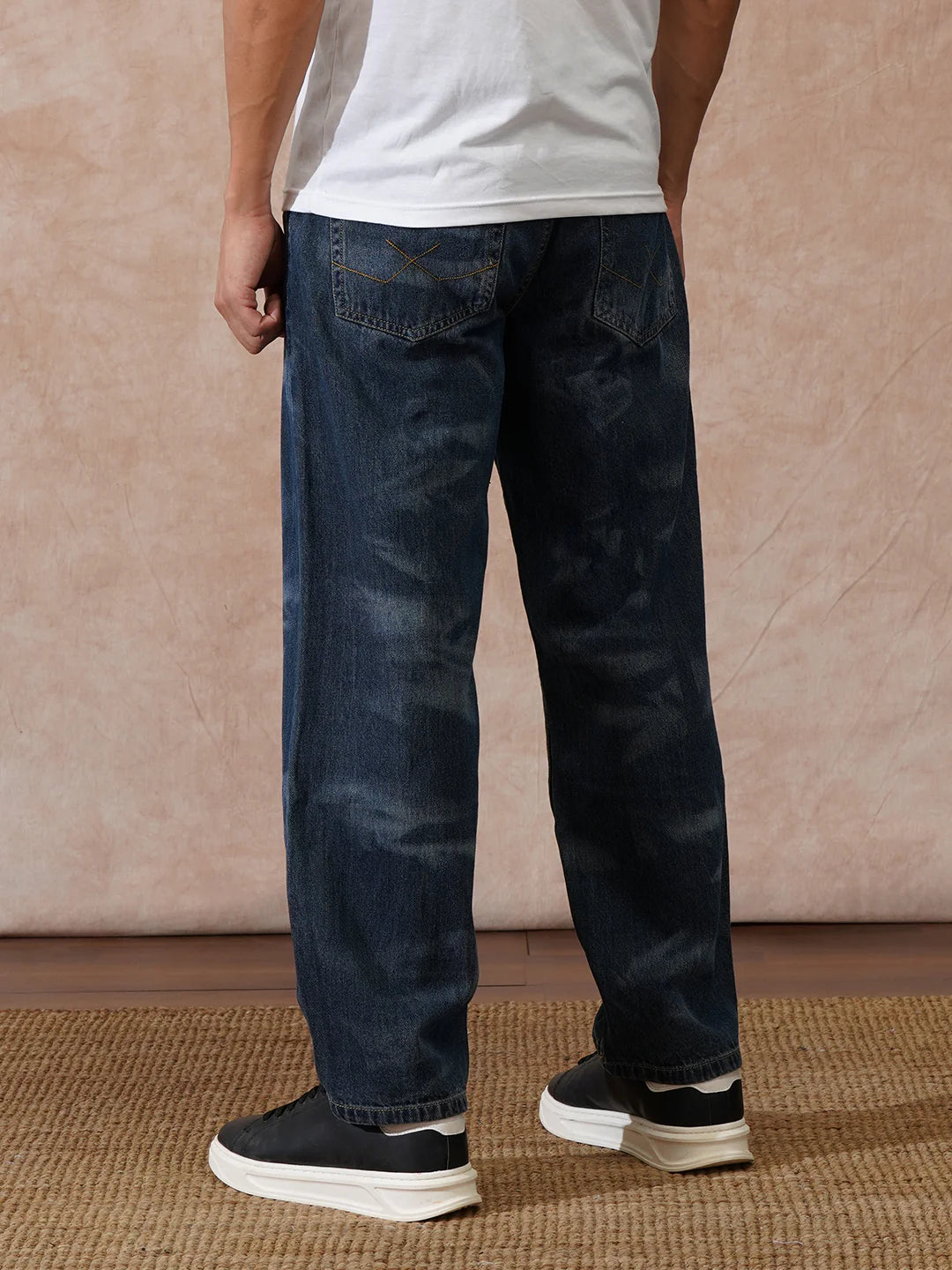 Soft Fabric Blue Washed Loose Fit Jeans for Comfortable Daily Wear