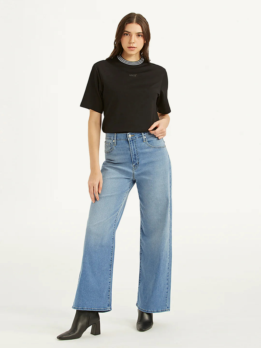 High Rise Mile High Blue Wide Leg Jeans for Women with Fashionable and Comfortable Fit