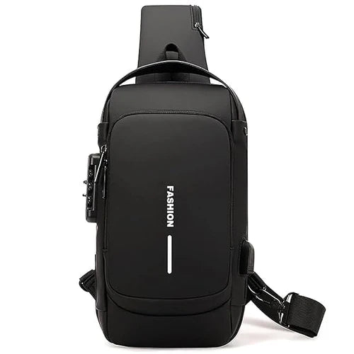 Gadget Chest Bag with Anti-Theft Features, Waterproof Material, TSA Lock, and USB Charging Port