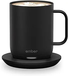Smart Heated Coffee Mug with App Control, 80-Minute Battery Life, Improved Design, Black