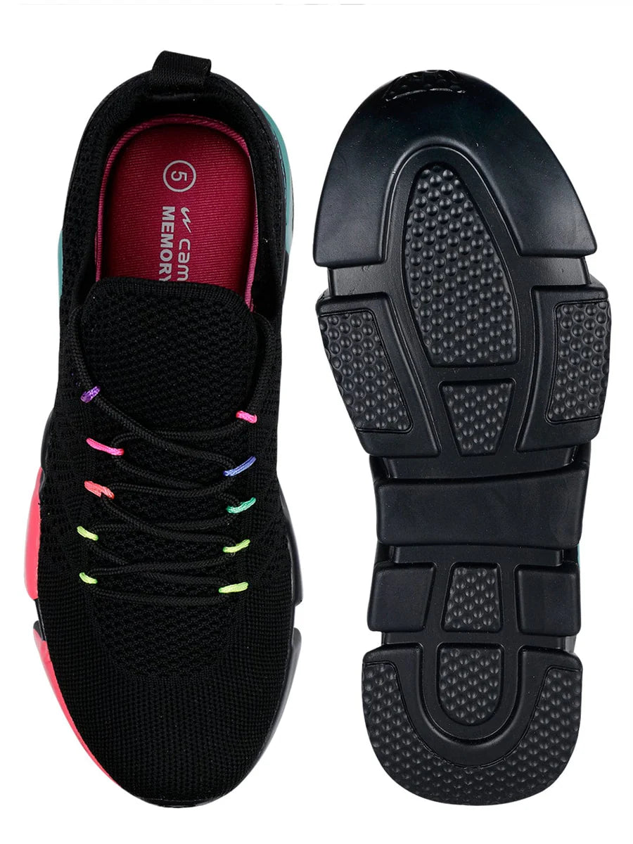 Black Women’s Running Shoes Lightweight Breathable Sneakers for Jogging and Training