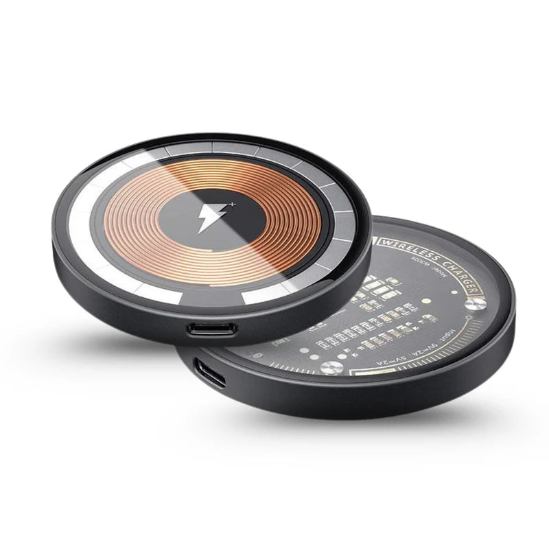 Super Slim Wireless Charging Pad with Fast Qi Charging, Strong Magnets, and Tempered Glass
