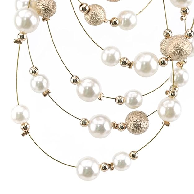 Multi Layer Beads Necklace with Earrings Gold Plated Fashion Jewellery