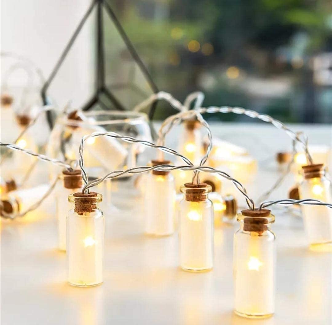 LED Jar String Fairy Lights Warm White 14 LED 3 Meter Decorative Lights for Indoor and Outdoor Use