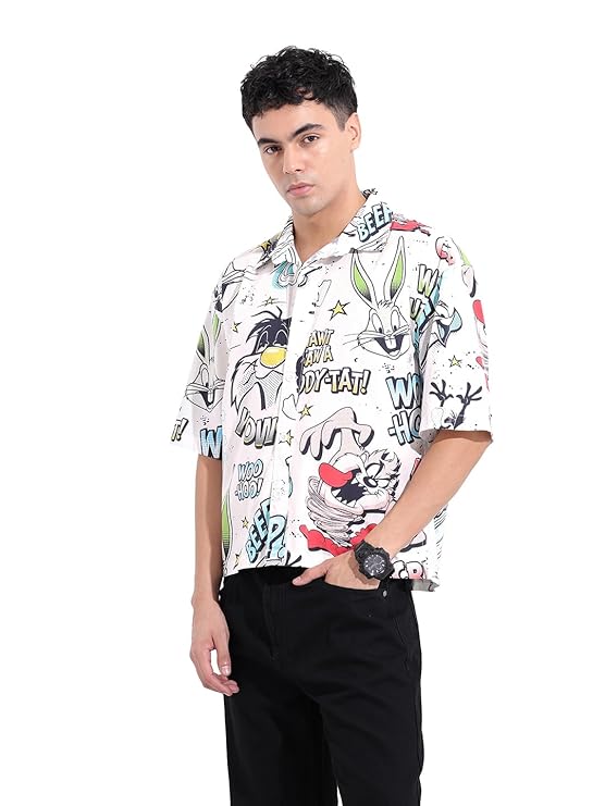 Men’s Boxy Fit Character Printed Street Shirt by The Indian Garage Co Fashionable Casual Wear for Everyday Comfort