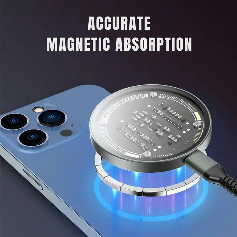 Super Slim Wireless Charging Pad with Fast Qi Charging, Strong Magnets, and Tempered Glass