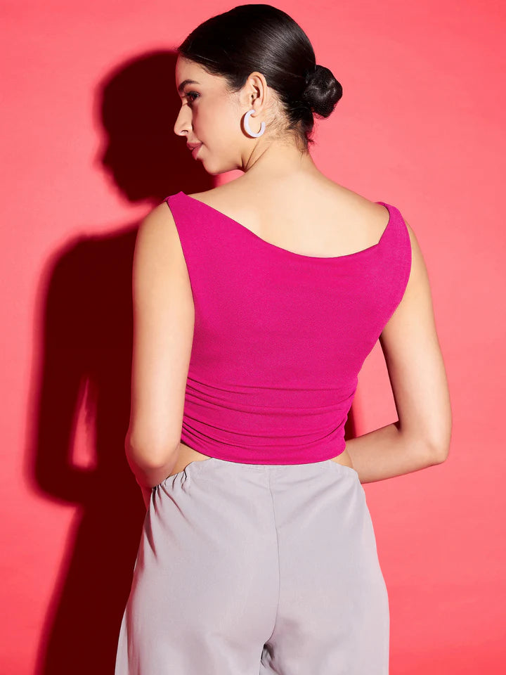 Flattering Cotton Stretchable Draped Crop Top for Women with Soft and Flexible Fabric