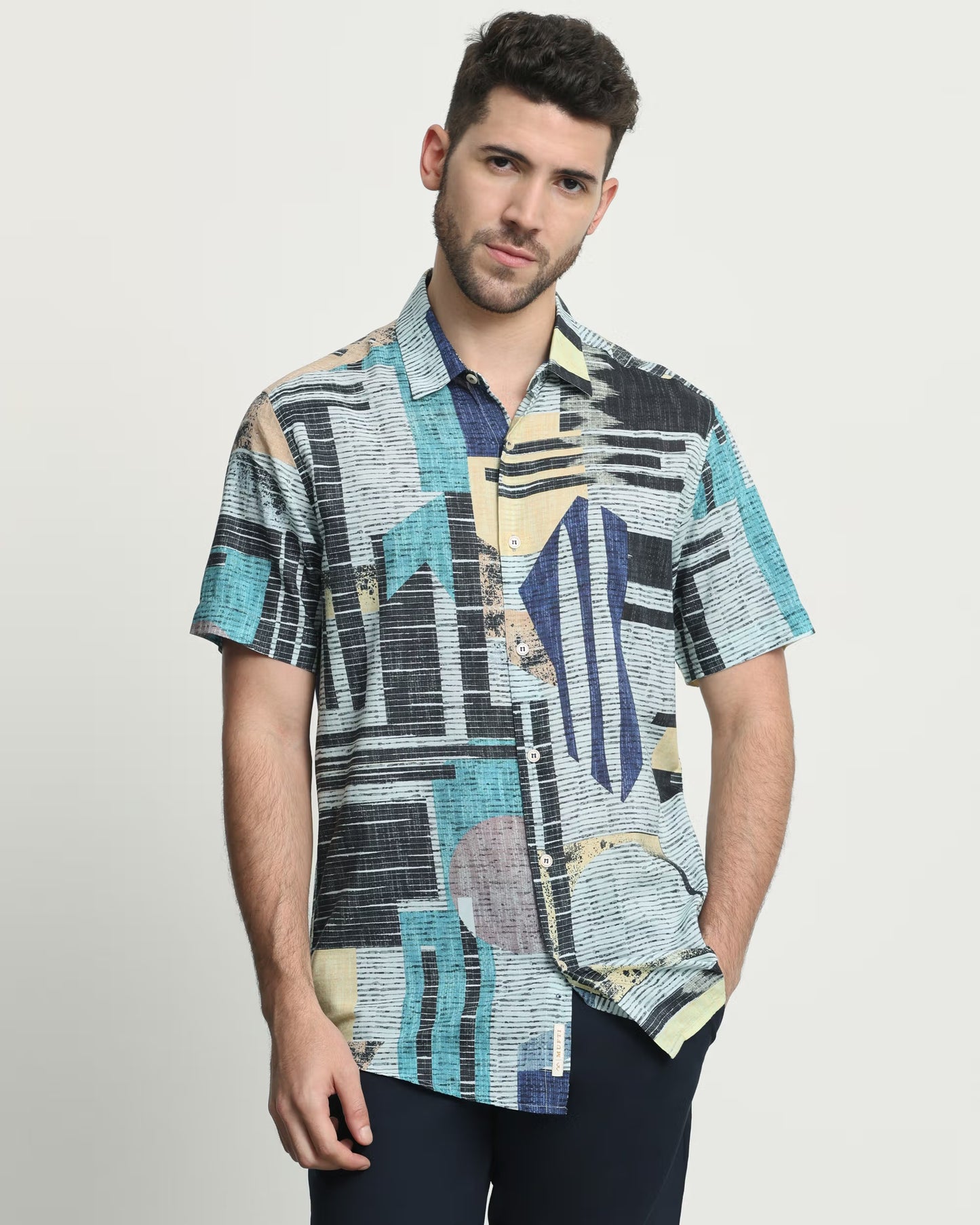 Men’s Casual Slim Fit Shirt with Multi Digital Print and Soft Fabric