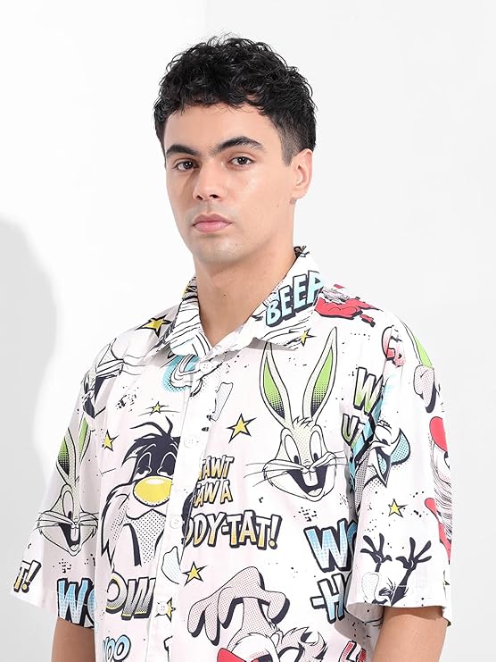 Men’s Boxy Fit Character Printed Street Shirt by The Indian Garage Co Fashionable Casual Wear for Everyday Comfort