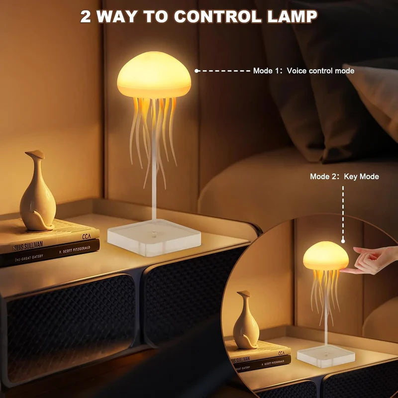 Dancing Jellyfish Lamp with Voice Control, RGB Lighting, and USB-C Rechargeable Base & Hanging Option